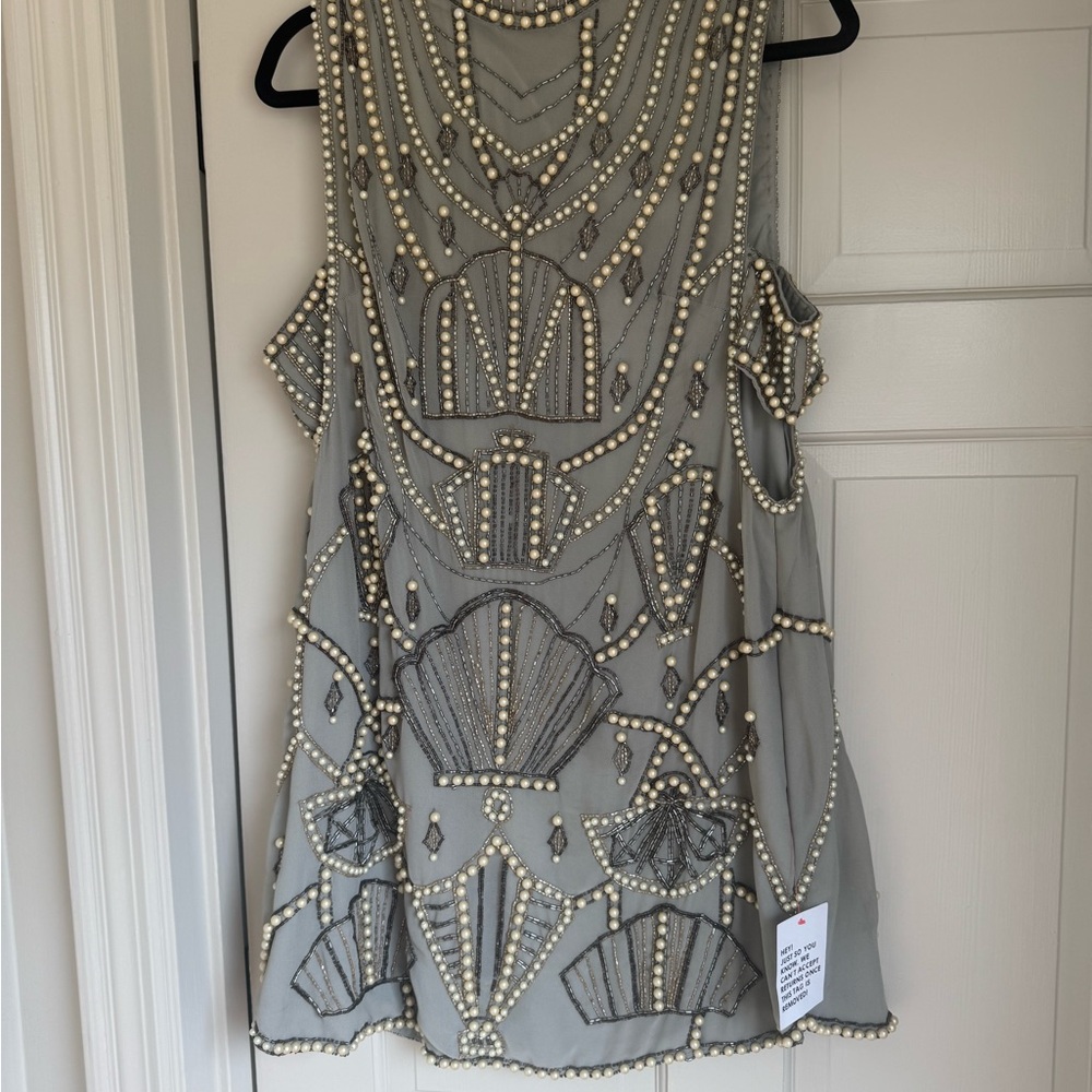 NWT ASOS PEARL EMBELLISHED MINI FLAPPER STYLE DRESS